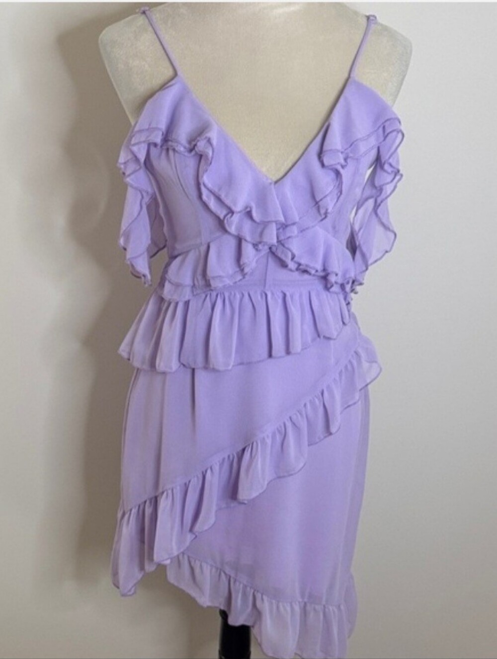 TOBI Lavender Ruffle Spaghetti Strap Dress